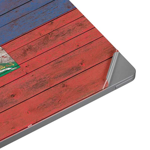 Haiti Flag Dark Wood Laptop Skins